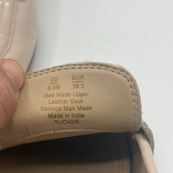 SAM EDELMAN Tucker Penny Loafers Patent Leather Clay Tan Cream Sz 8.5 - Picture 7 of 8